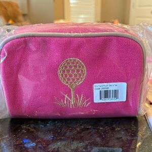 Pink Golf Ball Embroidered Pouch
